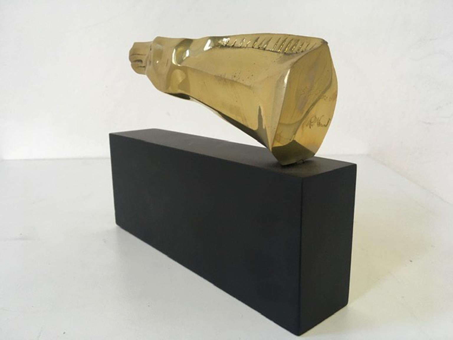 1980 Italy Post Modern Abstract Bronze Sculpture Horse Head For Sale 4