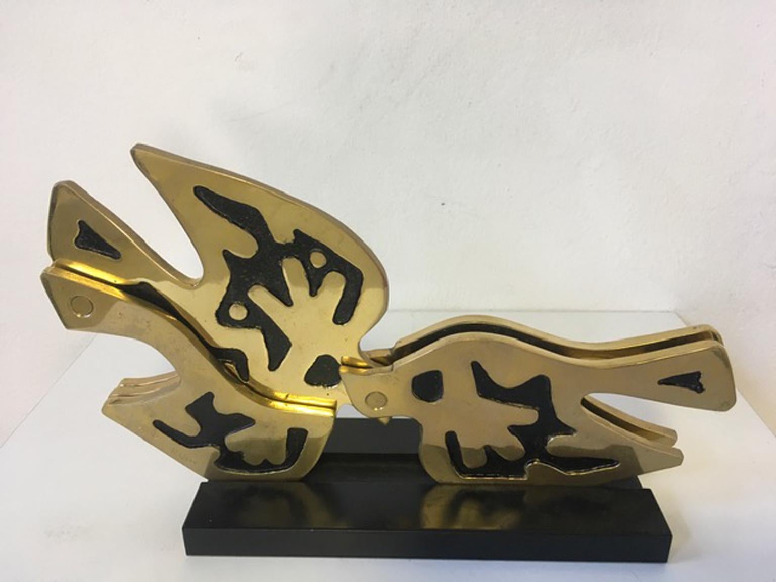 1980 Italy Post Modern Abstract Kinetic Bronze Sculpture The Dove Colomba For Sale 5
