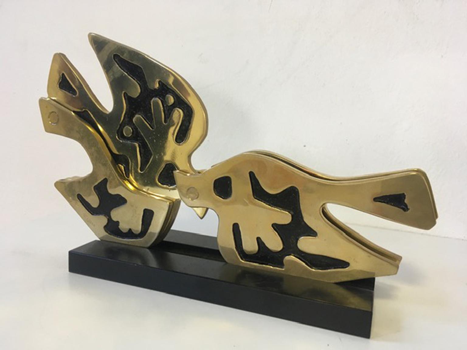 1980 Italy Post Modern Abstract Kinetic Bronze Sculpture The Dove Colomba For Sale 6