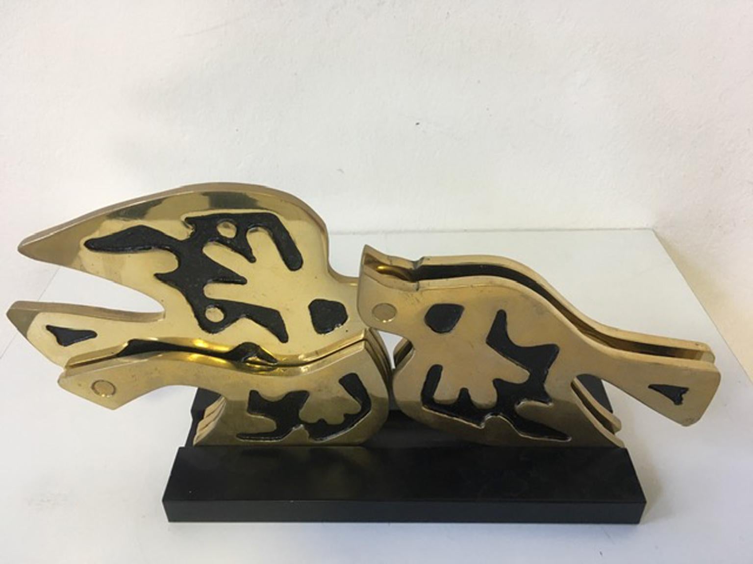 1980 Italy Post Modern Abstract Kinetic Bronze Sculpture The Dove Colomba For Sale 12