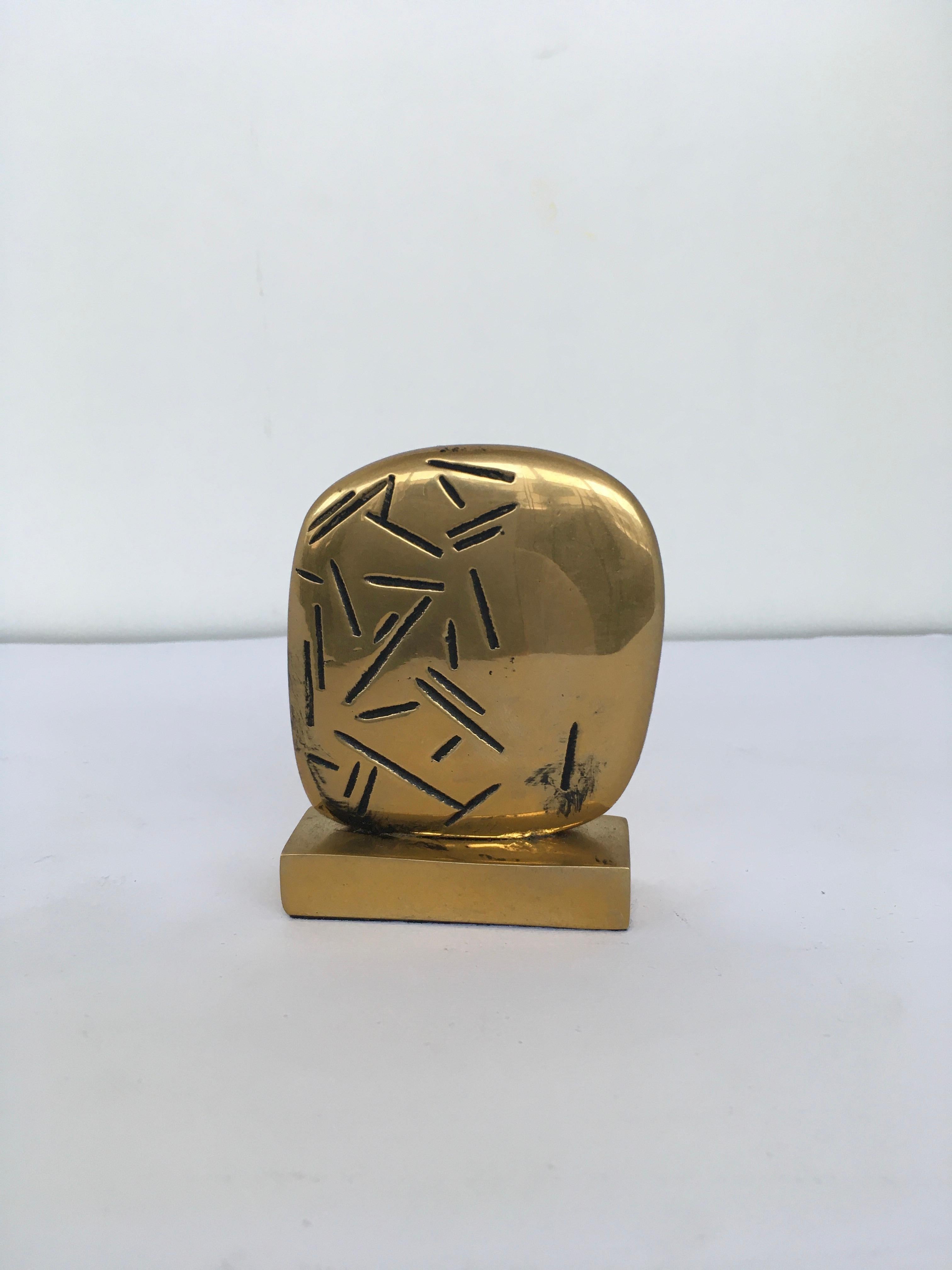 1980 Italy Post-Modern Bronze Abstract Sculpture Beppe Bonetti with Base For Sale 5