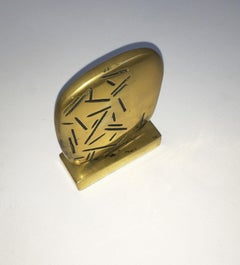 1980 Italia Scultura astratta postmoderna in bronzo Beppe Bonetti con base