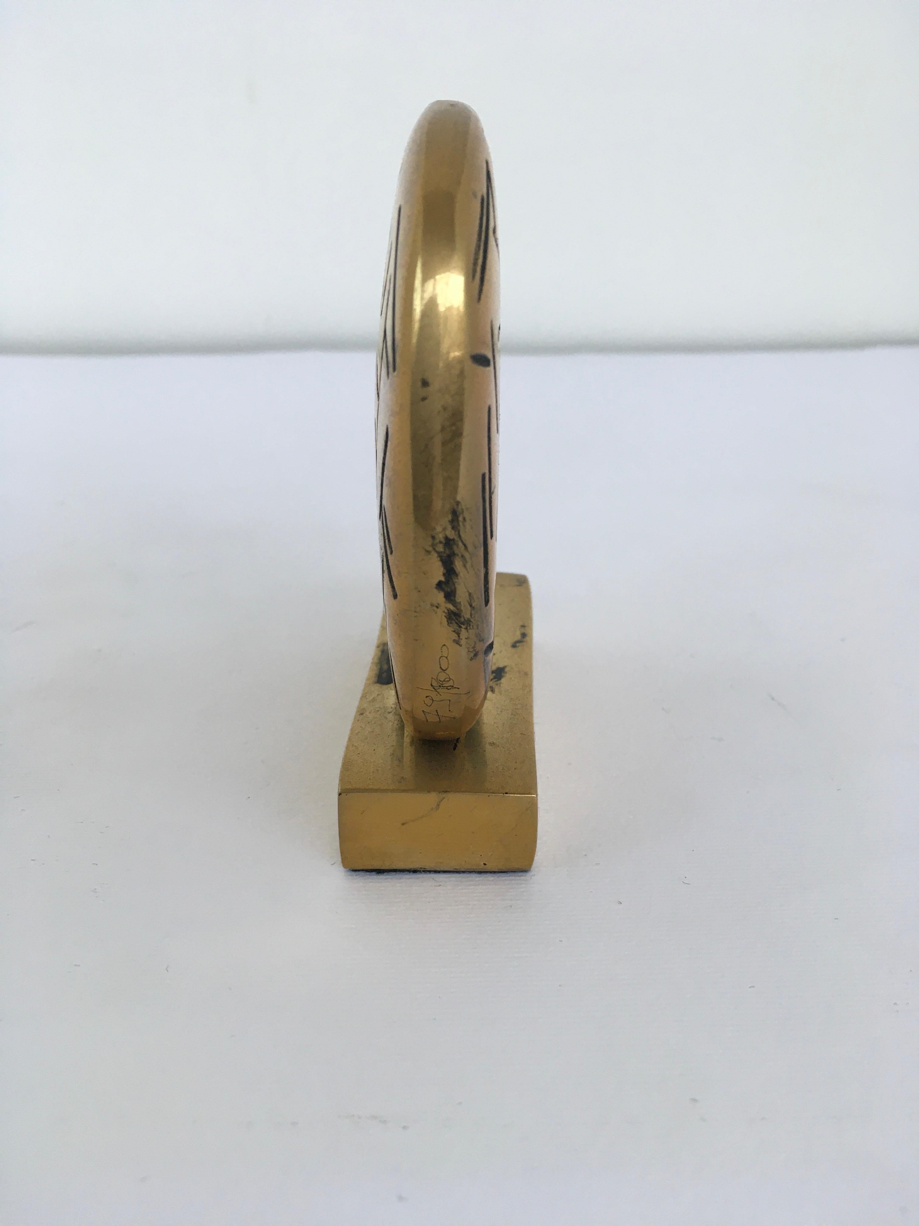 1980 Italy Post-Modern Bronze Abstract Sculpture Beppe Bonetti with Base For Sale 1