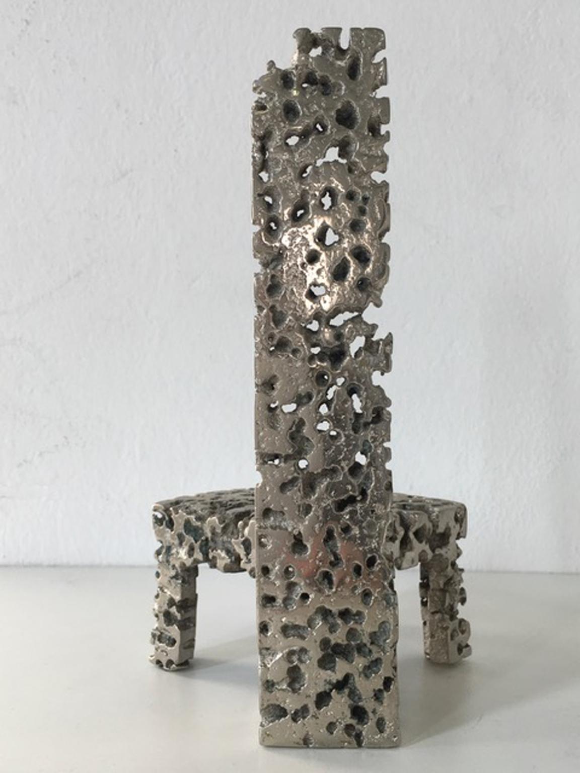 Italian 1980 Italy Post-Modern Bronze Chromed Abstract Sculpture For Sale