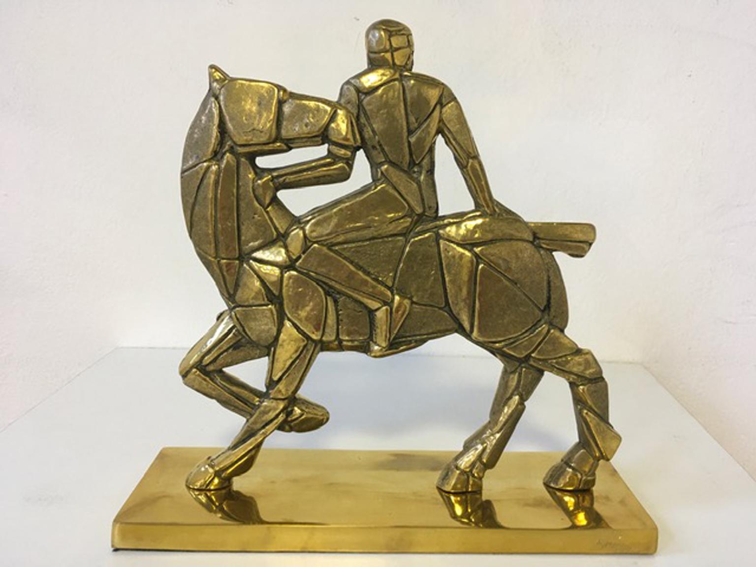 1980 Italy Post Modern Bronze Sculpture Horse and Rider 4