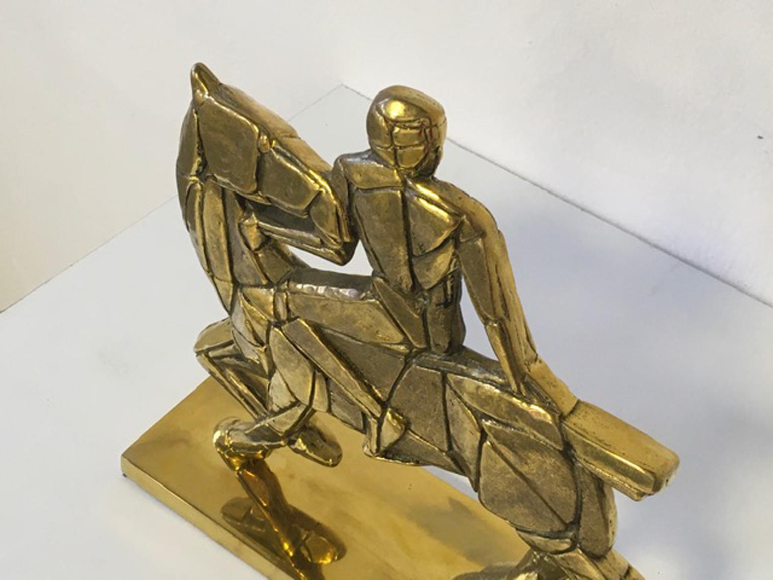1980 Italien Postmoderne Bronze-Skulptur Pferd und Reiter im Angebot 10
