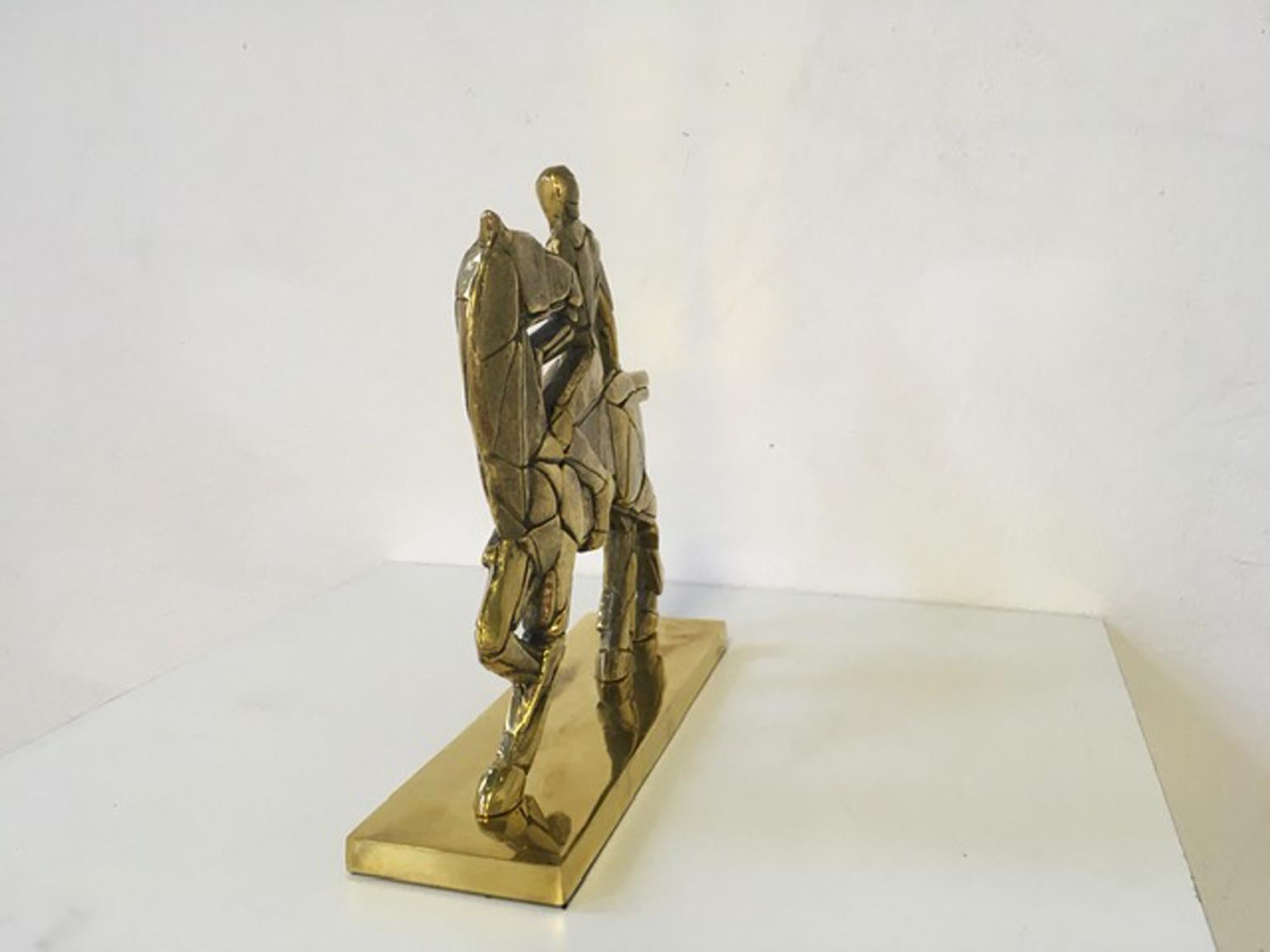 1980 Italy Post Modern Bronze Sculpture Horse and Rider For Sale 10