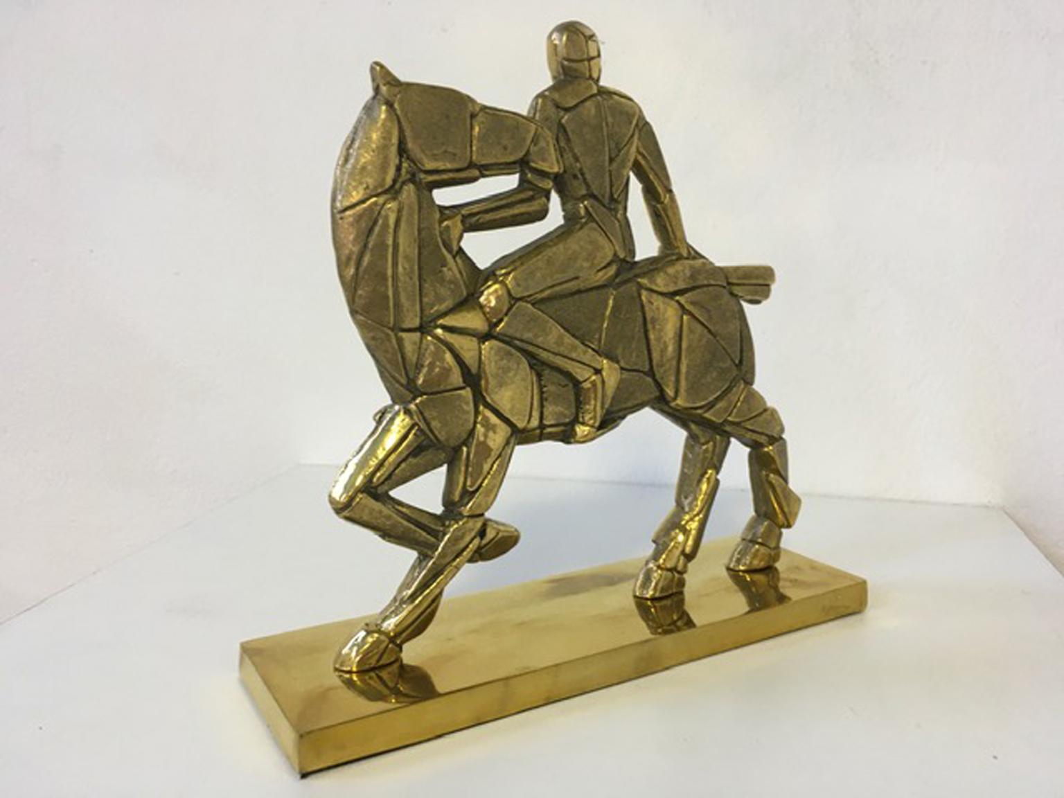 1980 Italy Post Modern Bronze Sculpture Horse and Rider For Sale 1
