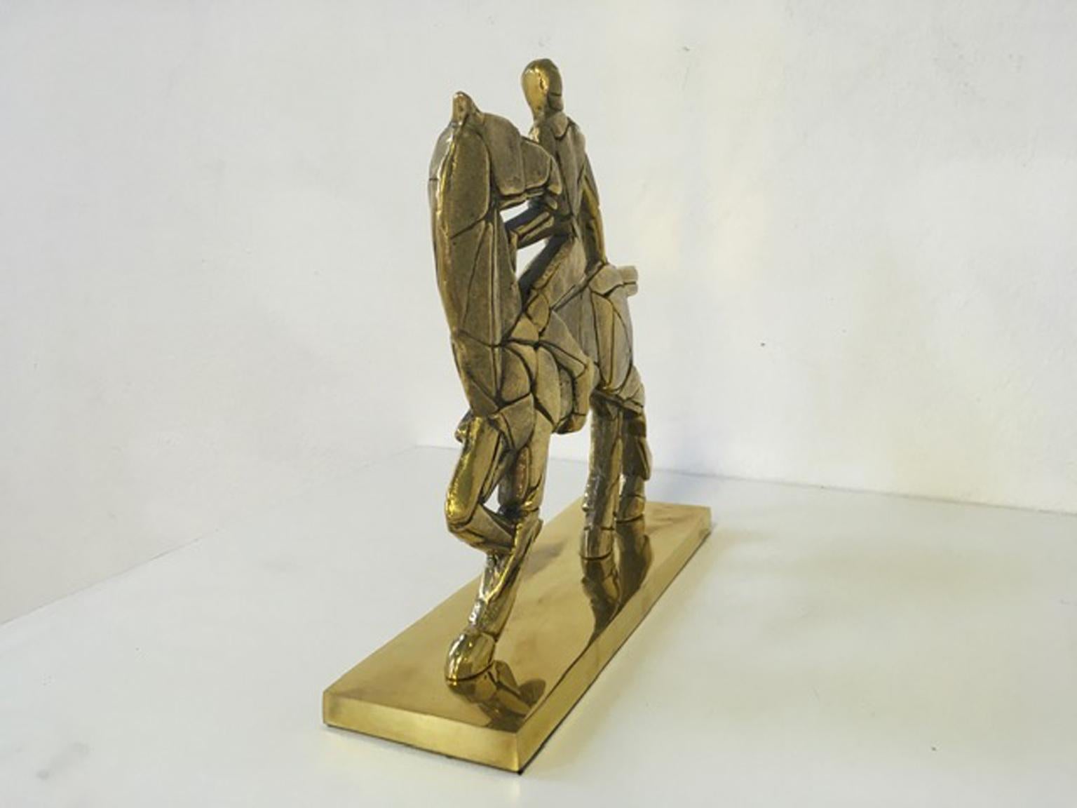 1980 Italy Post Modern Bronze Sculpture Horse and Rider 2