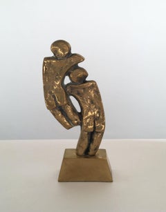 1980 Italy Post-Modern Rodica Tanasescu Bronze Abstract Sculpture Title Incontro