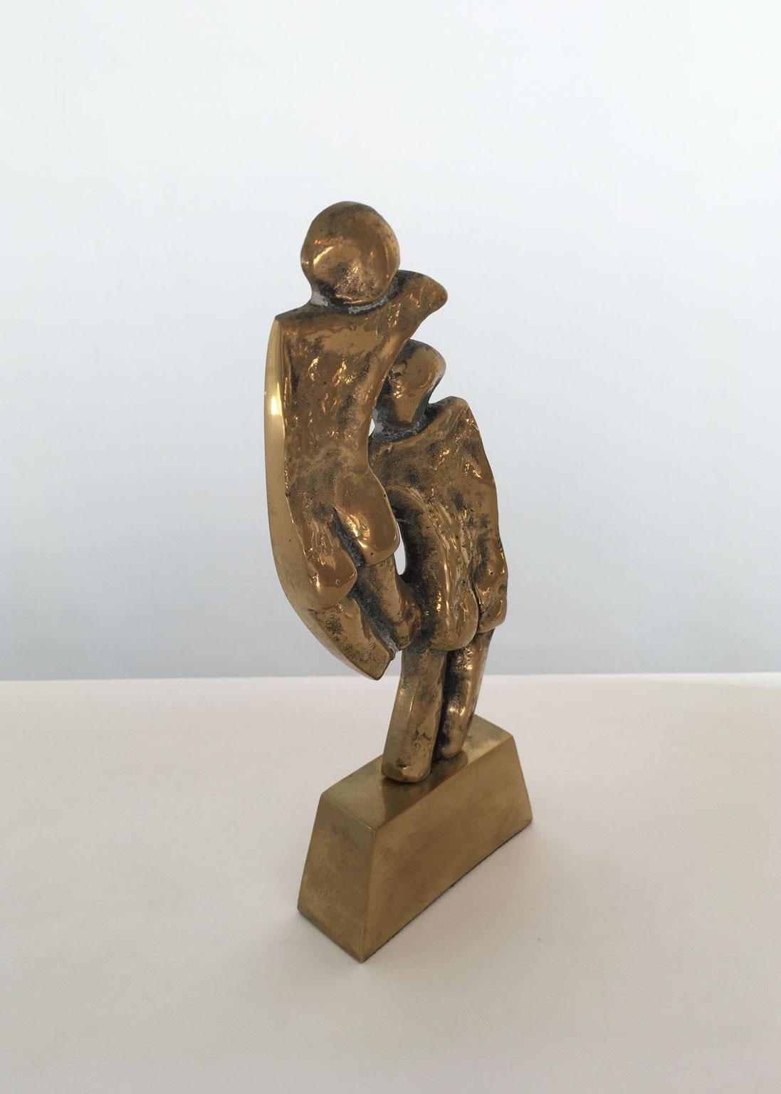 Italian 1980 Italy Post-Modern Rodica Tanasescu Bronze Abstract Sculpture Title Incontro For Sale