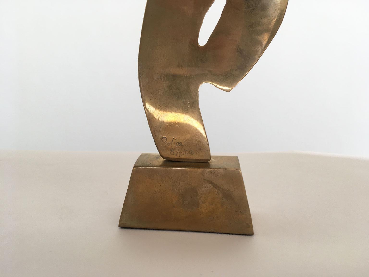 1980 Italy Post-Modern Rodica Tanasescu Bronze Abstract Sculpture Title Incontro For Sale 1