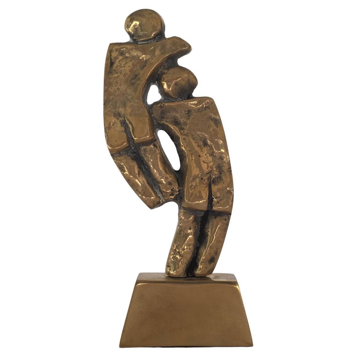1980 Italy Post-Modern Rodica Tanasescu Bronze Abstract Sculpture Title Incontro For Sale