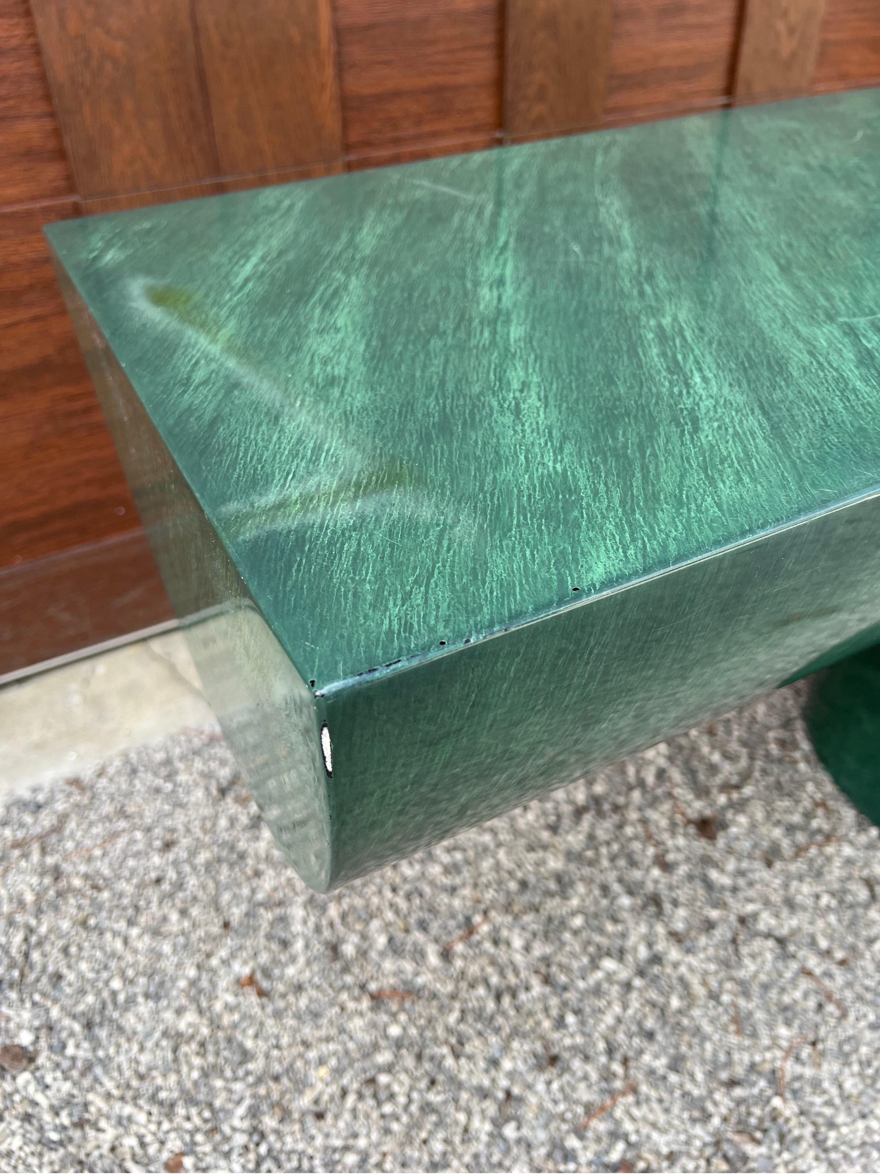 1980 J Wade Beam Faux Green Marble Console Table For Sale 2