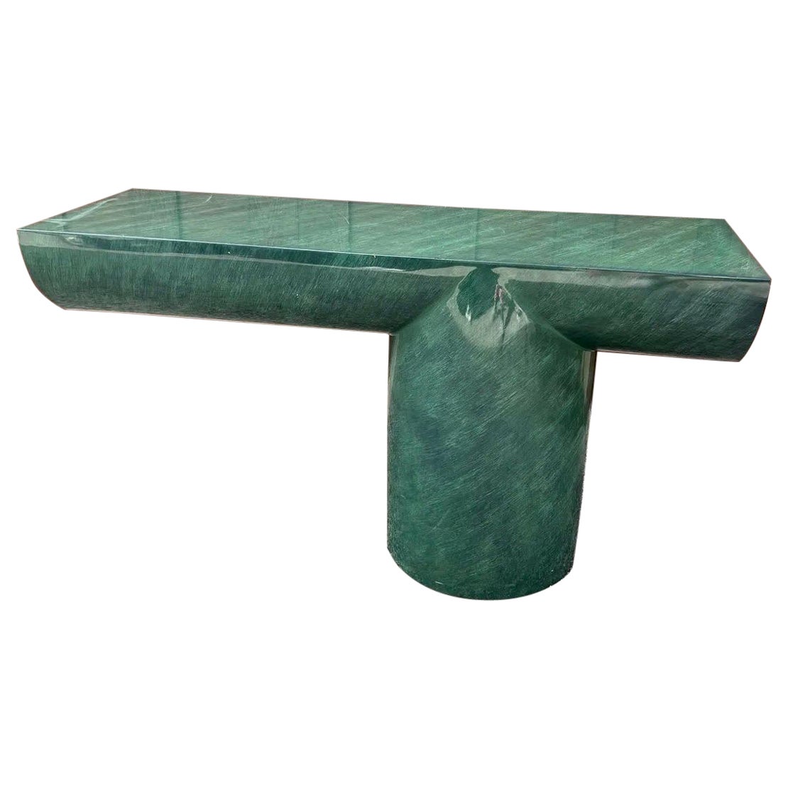 Tavolo da console del 1980 di J. Wade Beam in finto marmo verde in vendita