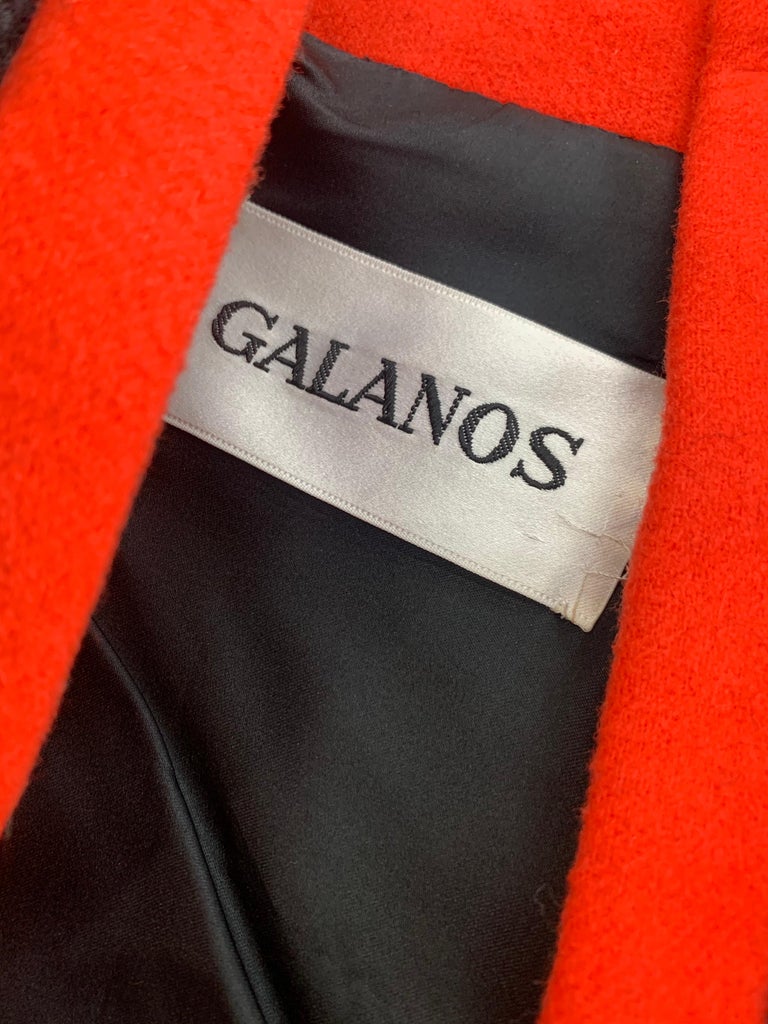 1980 James Galanos Black Boucle Wool Jacket w/ Orange Knit Piping For Sale 6