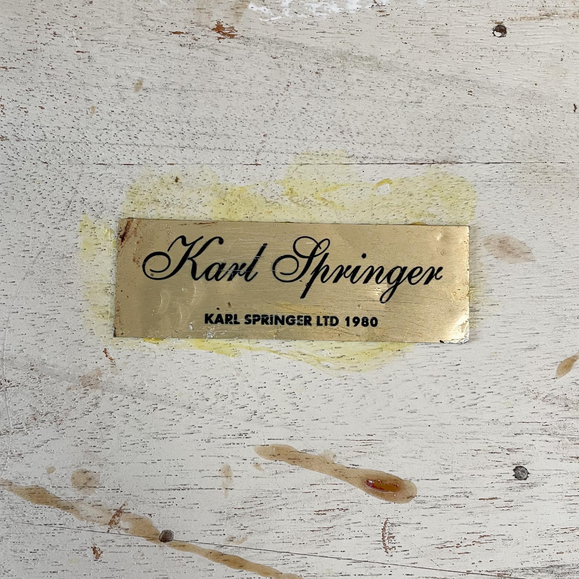 1980 Karl Springer Knife Edge Oval Dining Table Lacquered Cream Goatskin For Sale 6