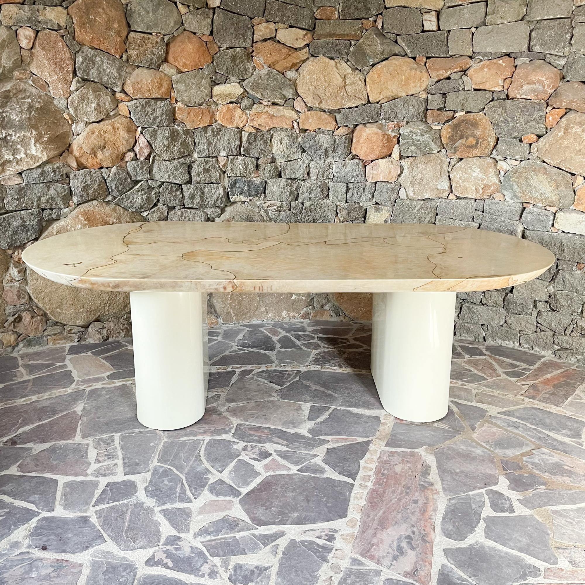 Late 20th Century 1980 Karl Springer Knife Edge Oval Dining Table Lacquered Goatskin For Sale