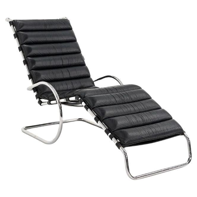 1980 Knoll Mies van der Rohe Model 242 MR Adjustable Lounge Chair in Leather For Sale