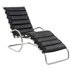 1980 Knoll Mies van der Rohe Model 242 MR Adjustable Lounge Chair in Leather