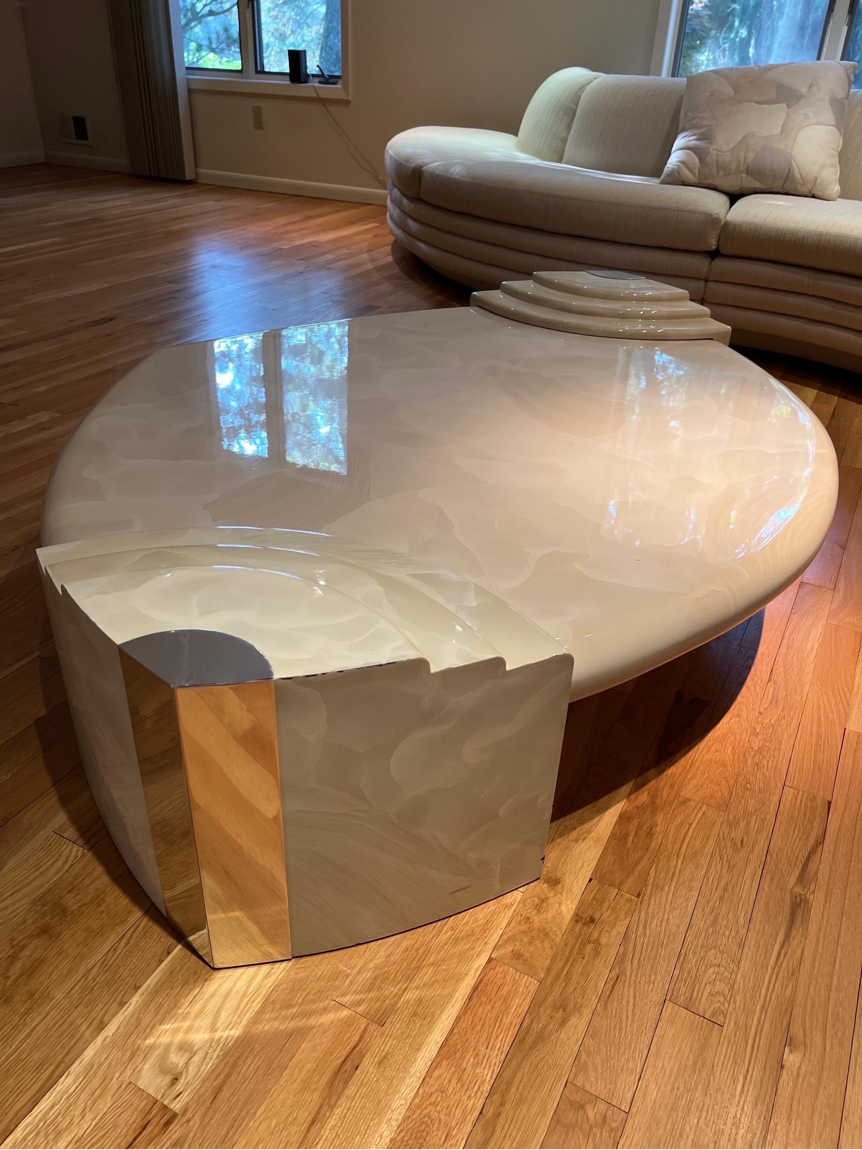 1980 Lacquer Coffee Table in the style of Karl Springer In Good Condition For Sale In Staten Island, NY