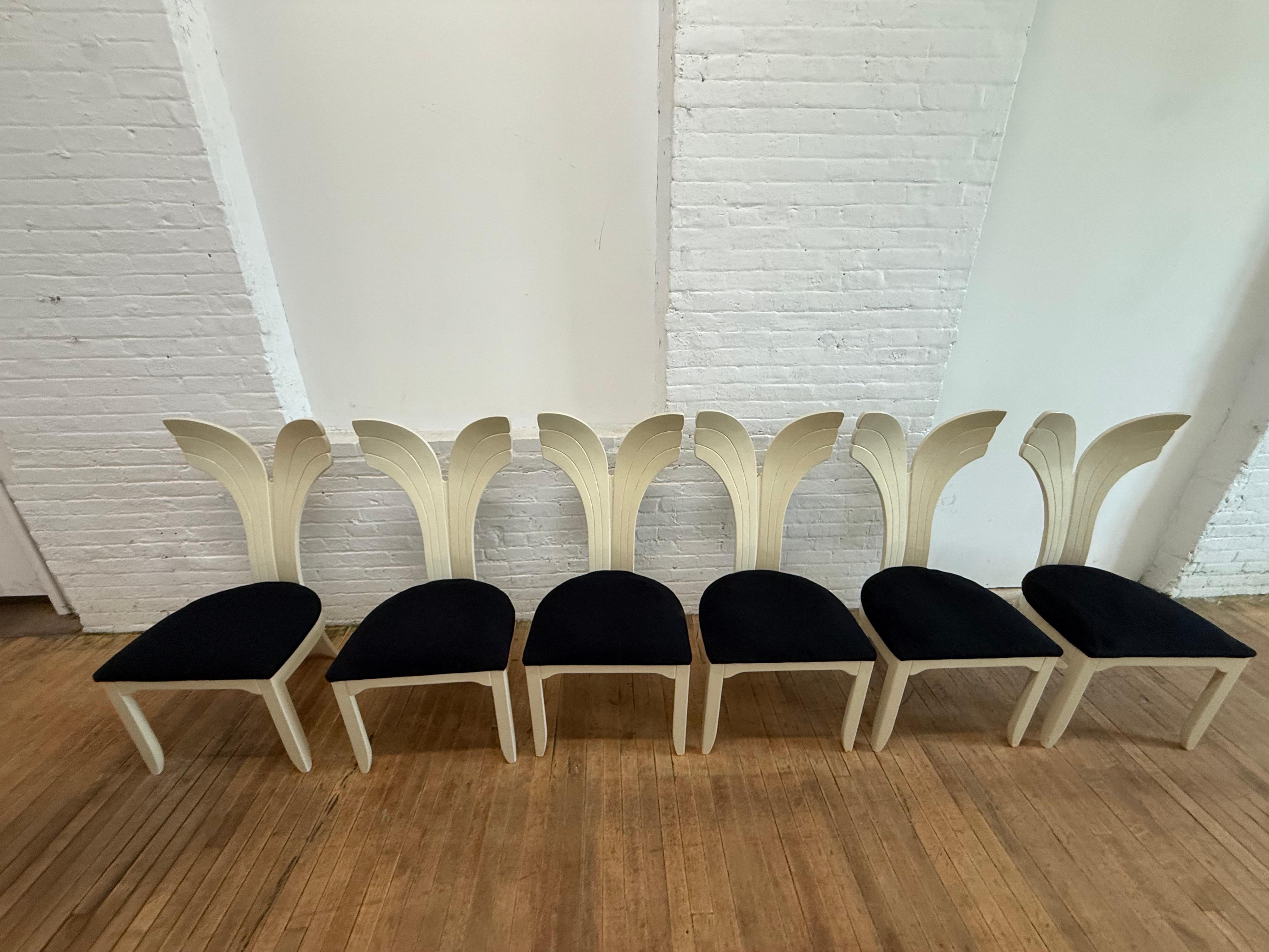 Post-Modern 1980 Lacquer Dolphin Tails Dining Chairs - A Set of 8 For Sale