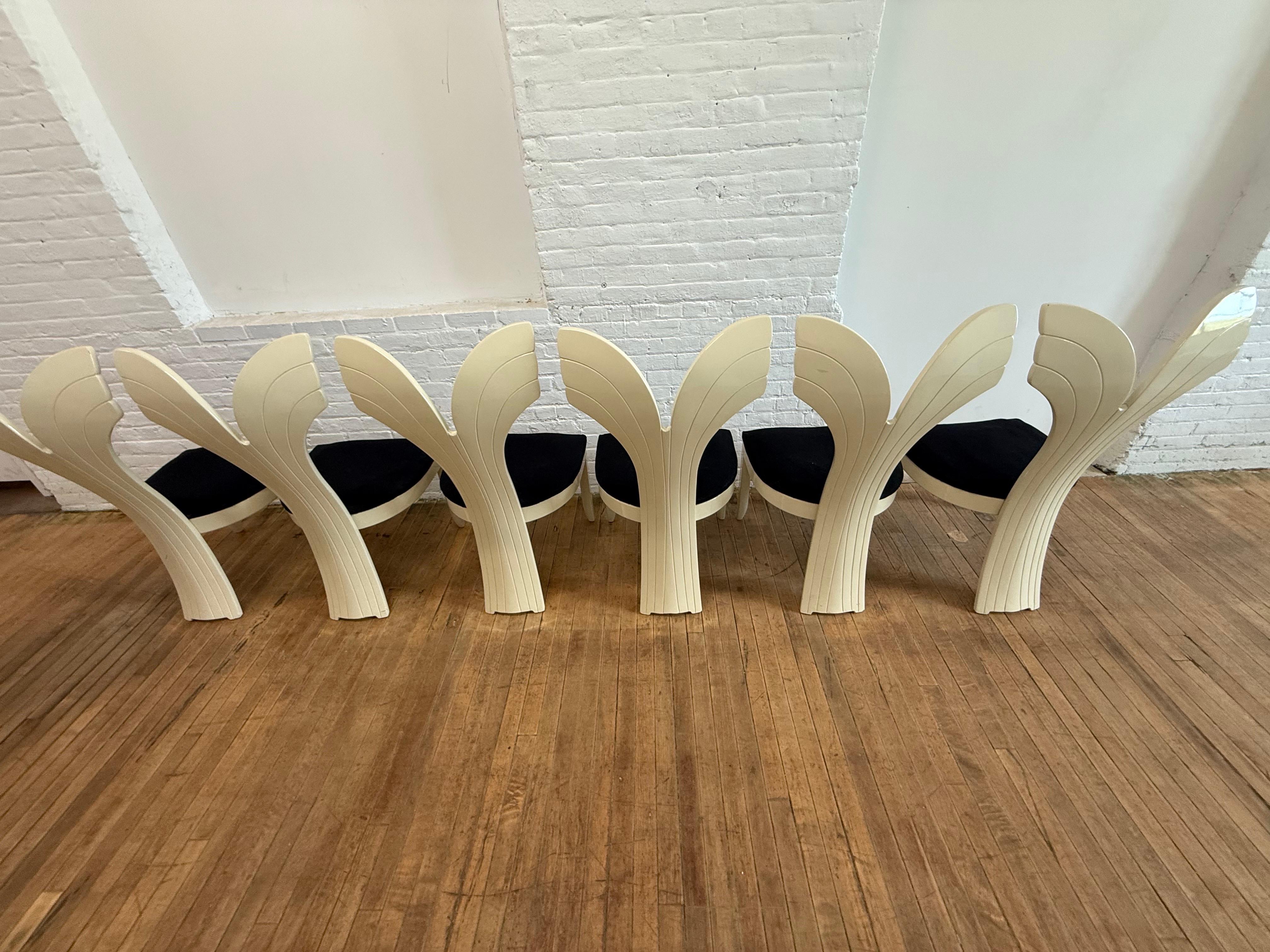 American 1980 Lacquer Dolphin Tails Dining Chairs - A Set of 8 For Sale