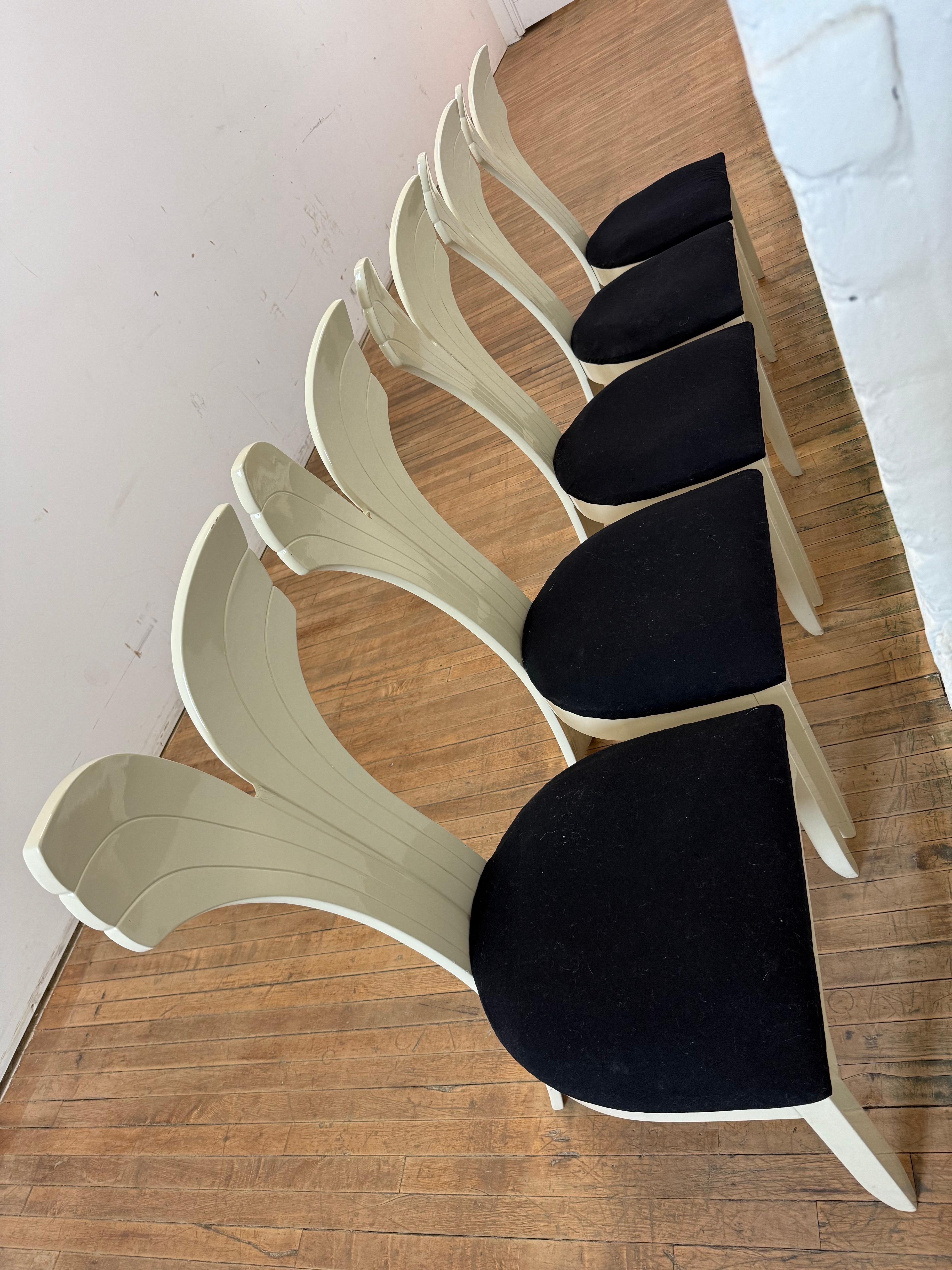Late 20th Century 1980 Lacquer Dolphin Tails Dining Chairs - A Set of 8 For Sale