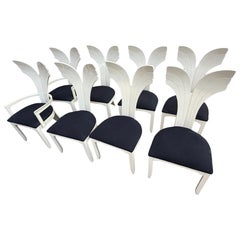 1980 Lacquer Dolphin Tails Dining Chairs - A Set of 8