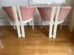 1980 Lacquer Pink Velvet Sculpture Chairs, in the style of Karl Springer