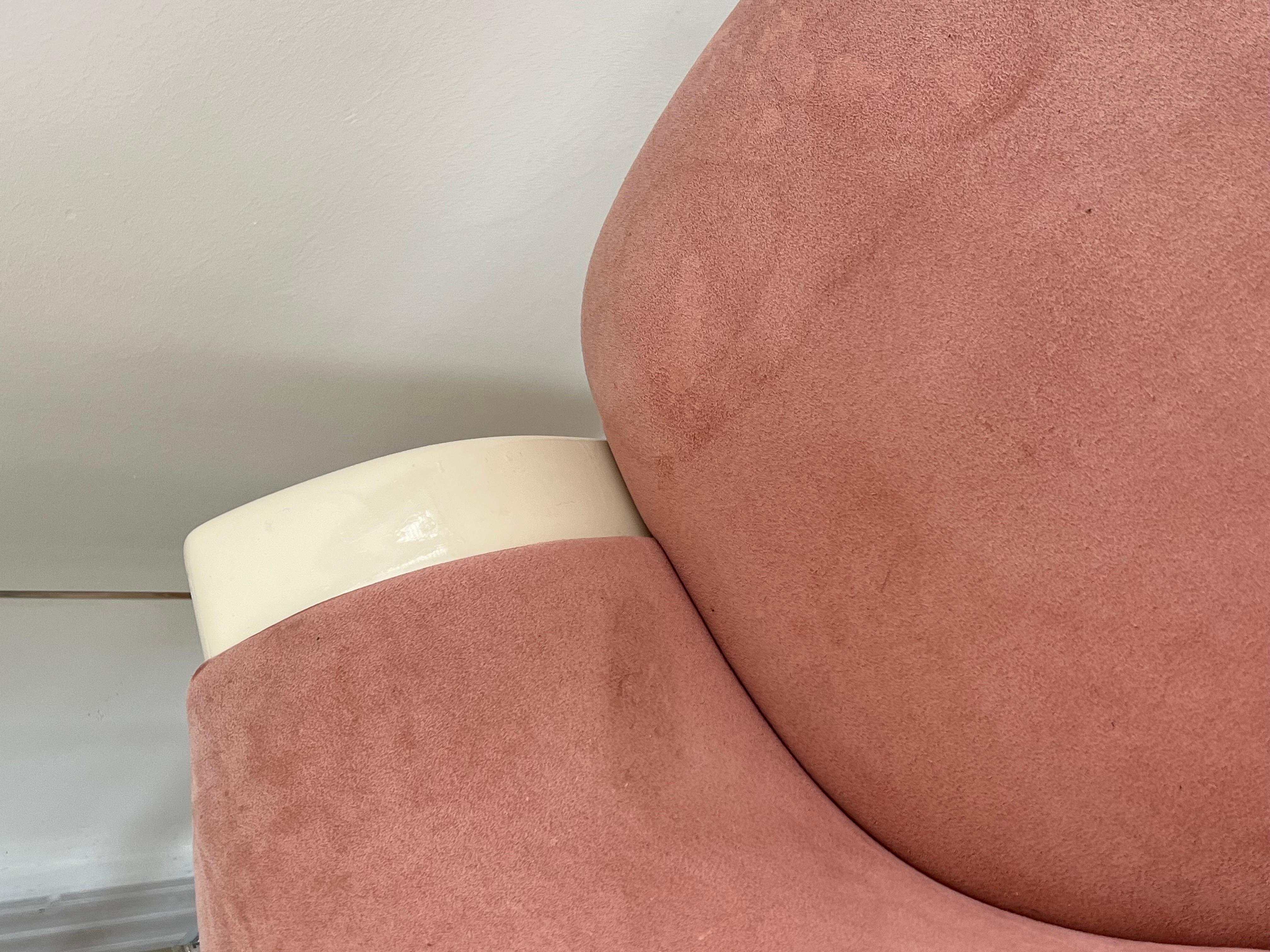 1980 Lacquer Pink Velvet Sculpture Chairs, in the style of Karl Springer For Sale 2
