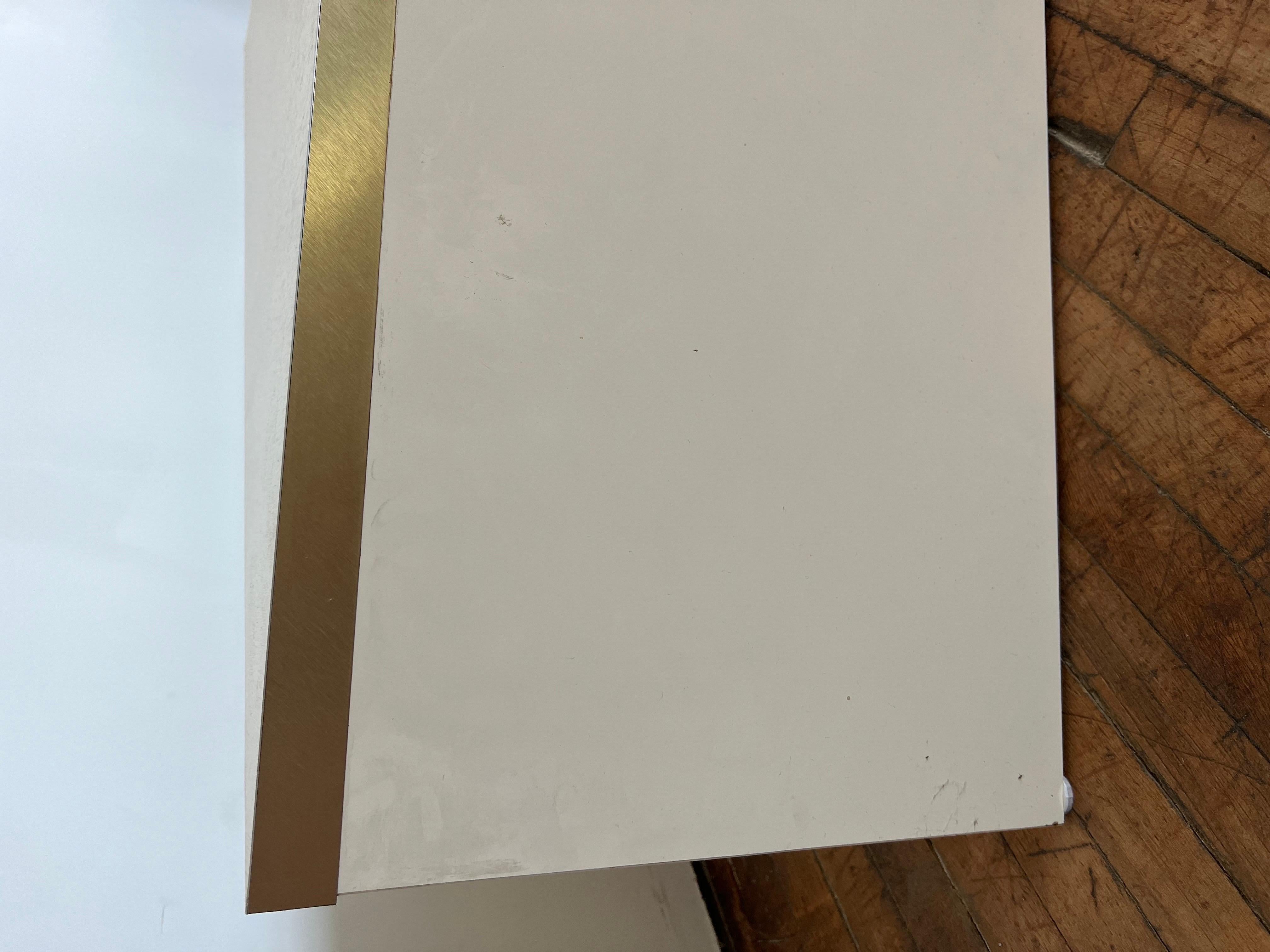 1980 Laminate Brass Triangle End Tables - a Pair For Sale 2