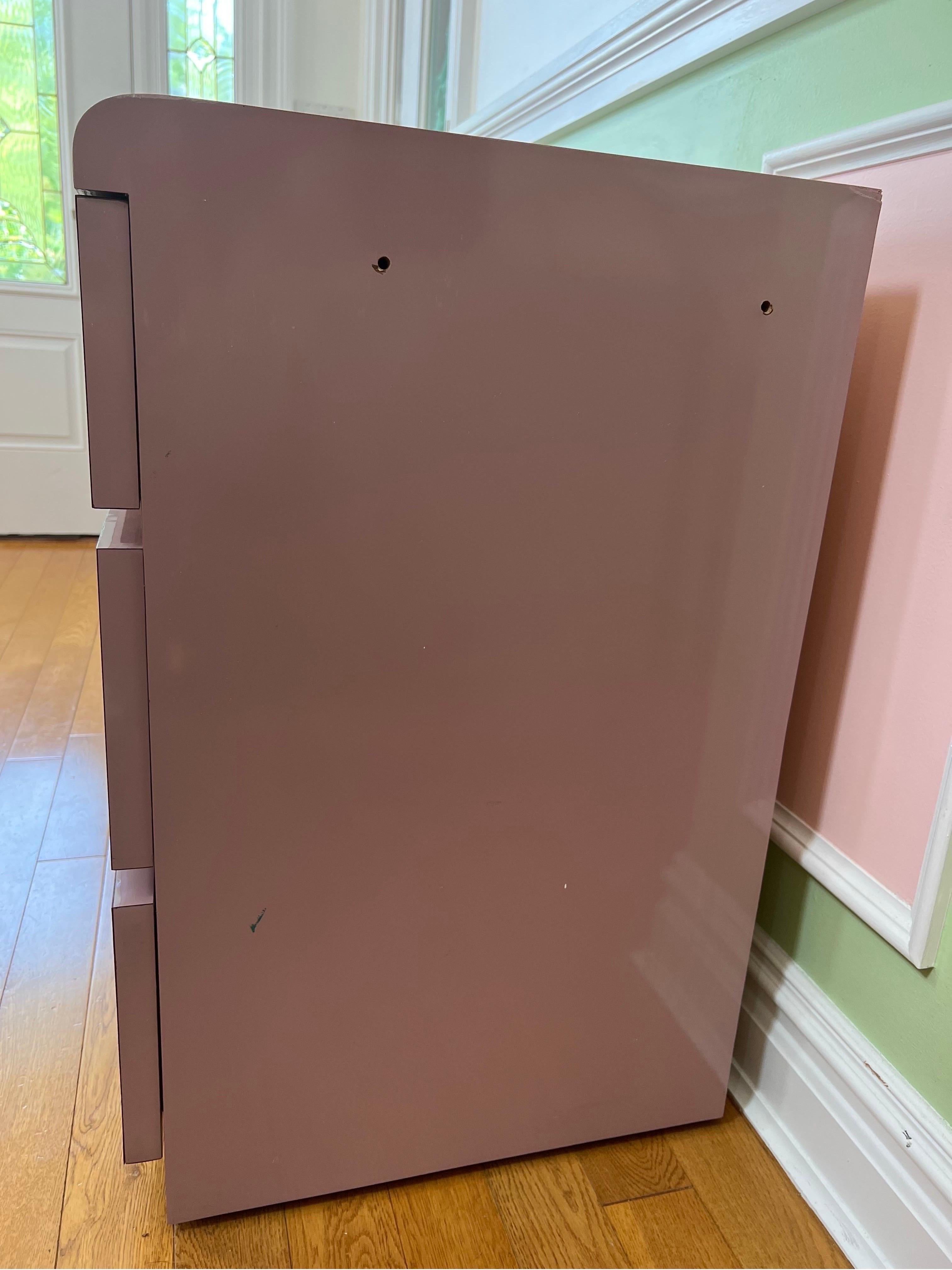 Late 20th Century 1980 Laminate Pink 6 Drawers Dresser For Sale