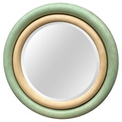 1980 Large Lacquer Mint Green two tones mirror in the style Karl Springer