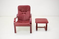 1980 Fauteuil en cuir avec repose-pieds, Ton Czechoslovakia