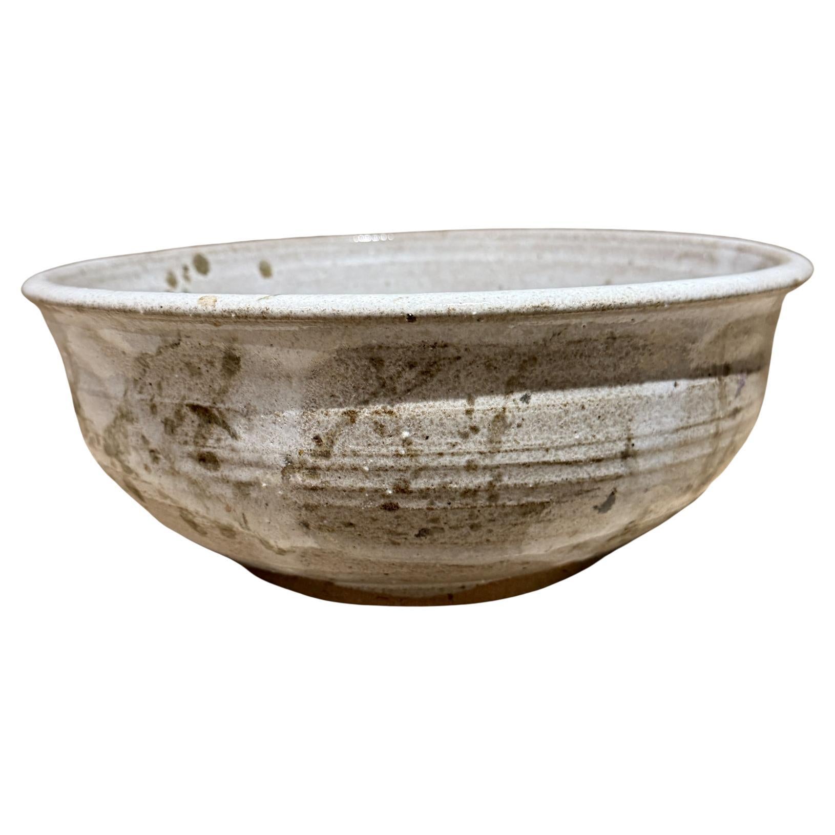 1980 Leon Art Bowl Handmade Glazed Studio Pottery Post Modern Stoneware For Sale