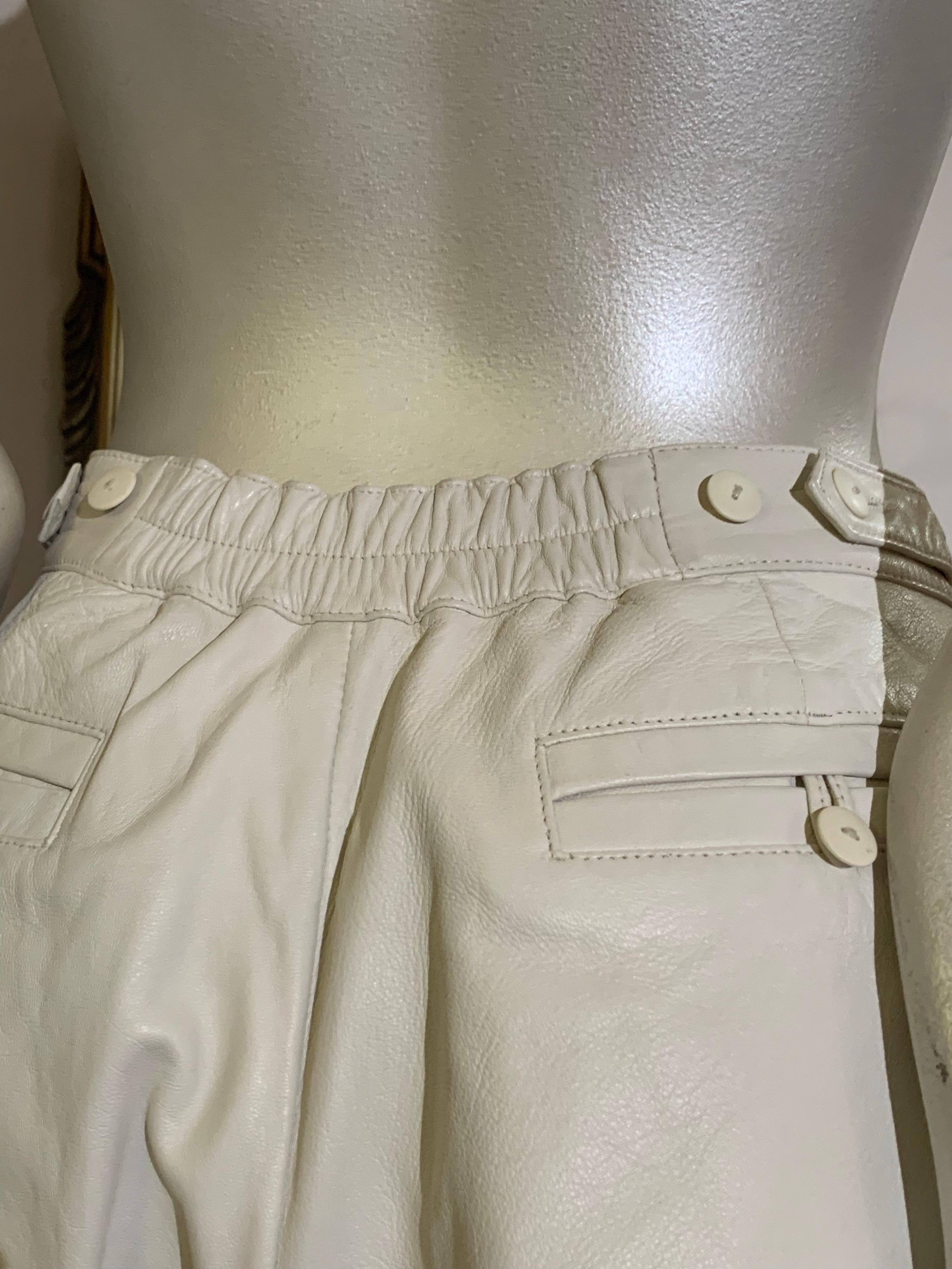 1980 Lillie Rubin White Leather Trench Coat w Gold Metallic Zebra Stripe Stencil For Sale 13