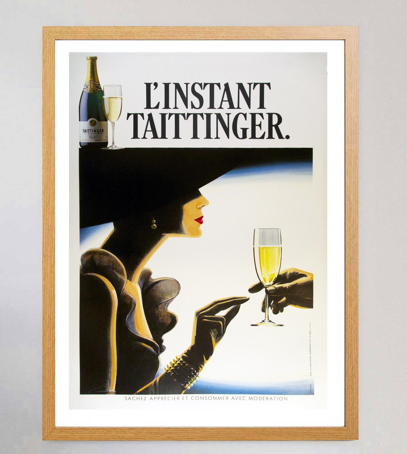 French 1980 L'Instant Taittinger Champagne Original Vintage Poster For Sale