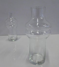 1980 Lisa Larson Skruf Swedish Modern Pair of Shouldered Glass Vases