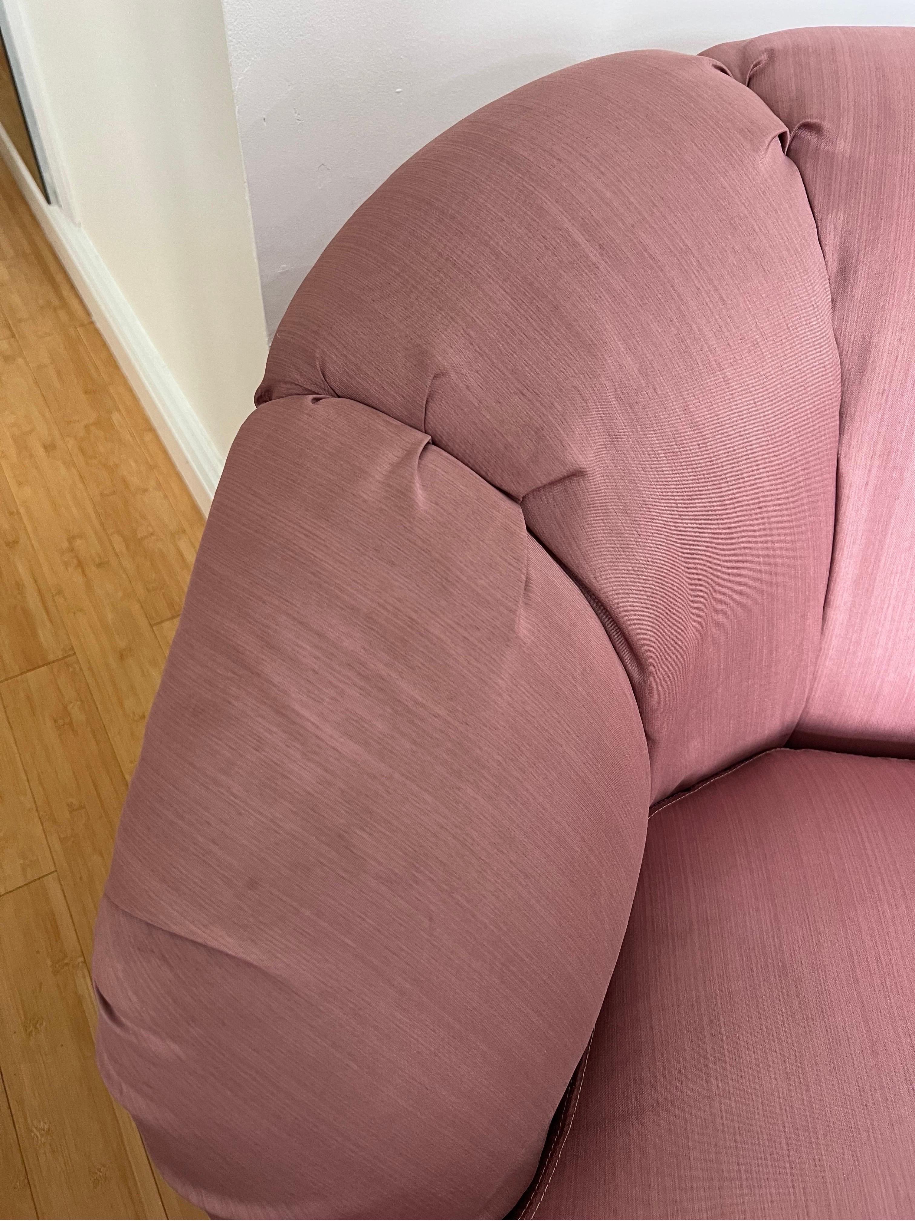 1980 Mauve Pink Swivel Club Chair For Sale 5