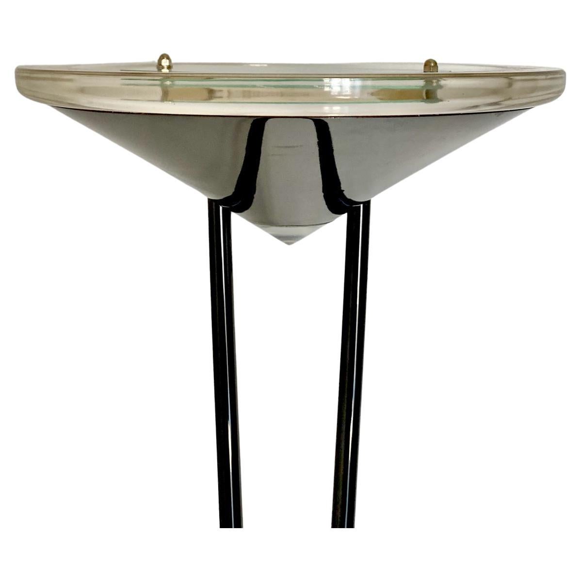 Mid-Century Modern lampadaire en verre de Murano et acier de 1980 par Prearo, Italie en vente