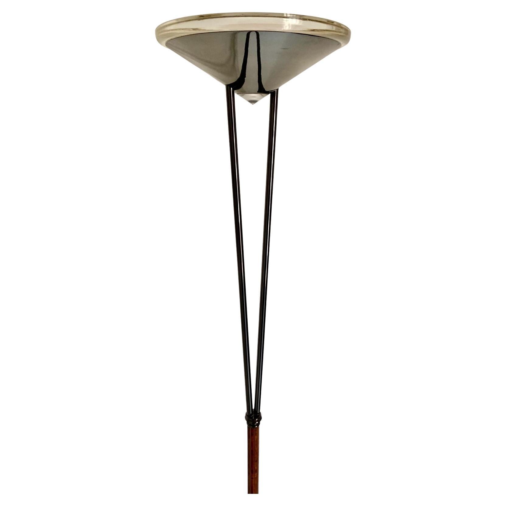 Italian lampadaire en verre de Murano et acier de 1980 par Prearo, Italie en vente