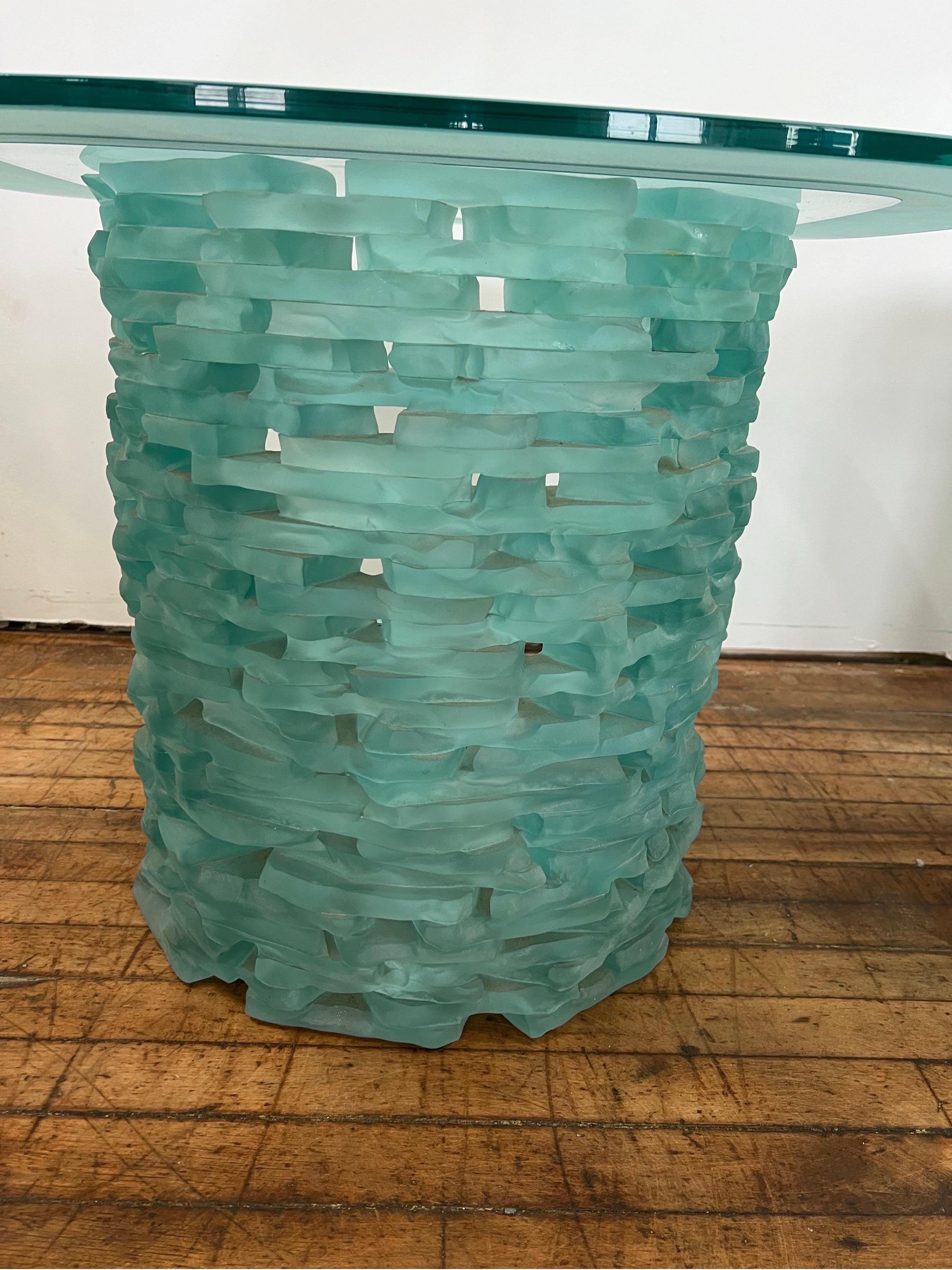1980 Murano Stacked Glass Ice Block End Tables - a Pair For Sale 3