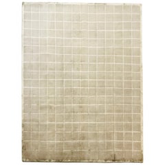 1980 Nepalese Olive Green Rug Late 20th Century Hand Knotted in Wool