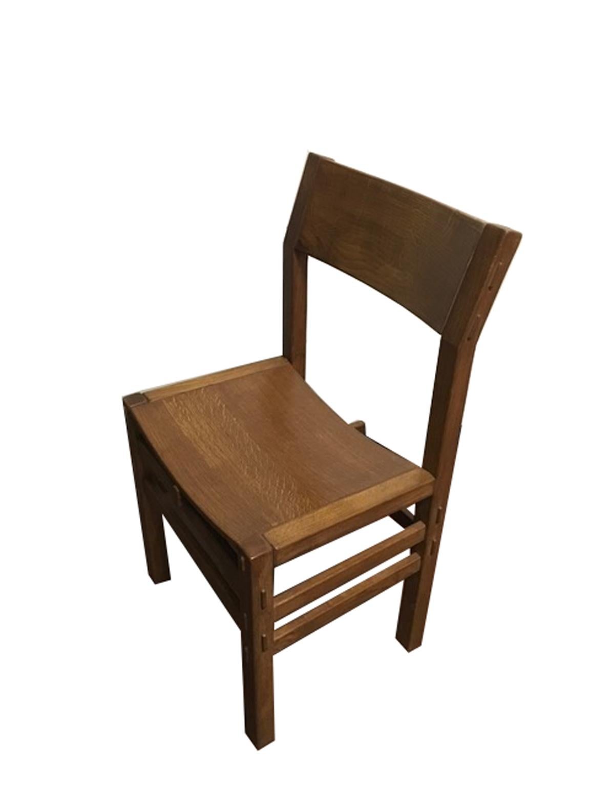 1980 Officina Rivadossi Set Eight Oakwood Dining Chairs  2