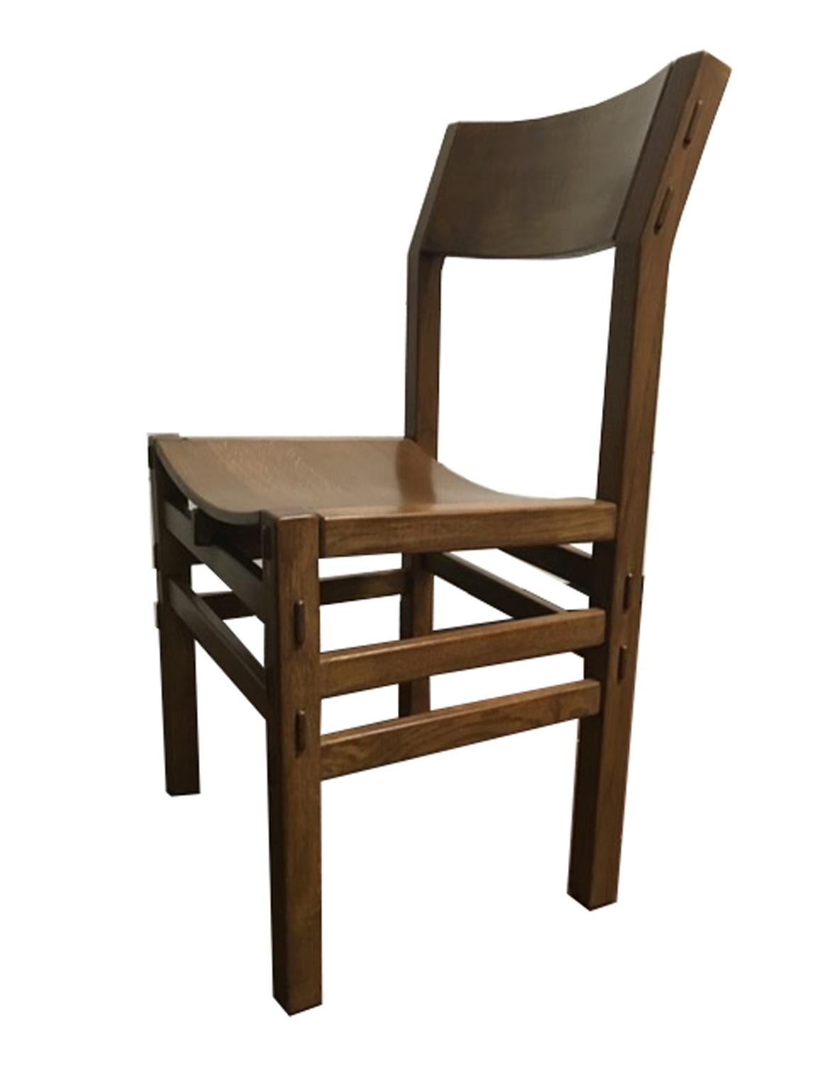 1980 Officina Rivadossi Set Eight Oakwood Dining Chairs  5