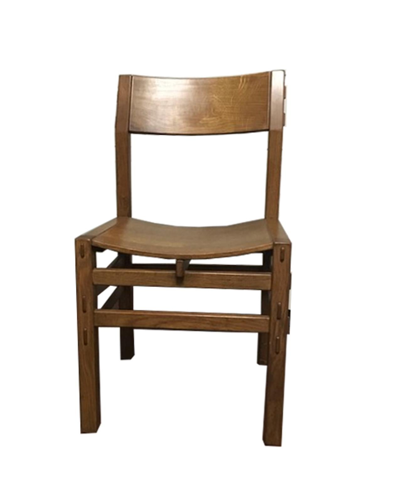 Post-Modern Italy 1980 Post Modern Officina Rivadossi Set Eight Oakwood Dining Chairs