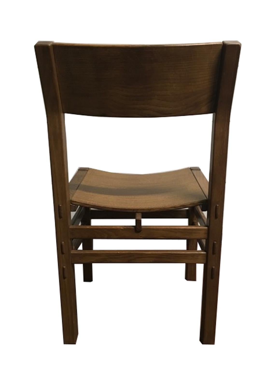 20th Century Italy 1980 Post Modern Officina Rivadossi Set Eight Oakwood Dining Chairs