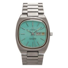 1980 Omega Seamaster Vintage Mens Bracelet Automatic Day Date Tiffany Blue Watch
