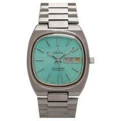 1980 Omega Seamaster Vintage Mens Bracelet Automatic Day Date Tiffany Blue Watch